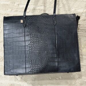 BEIS Black Croc-Embossed Tote